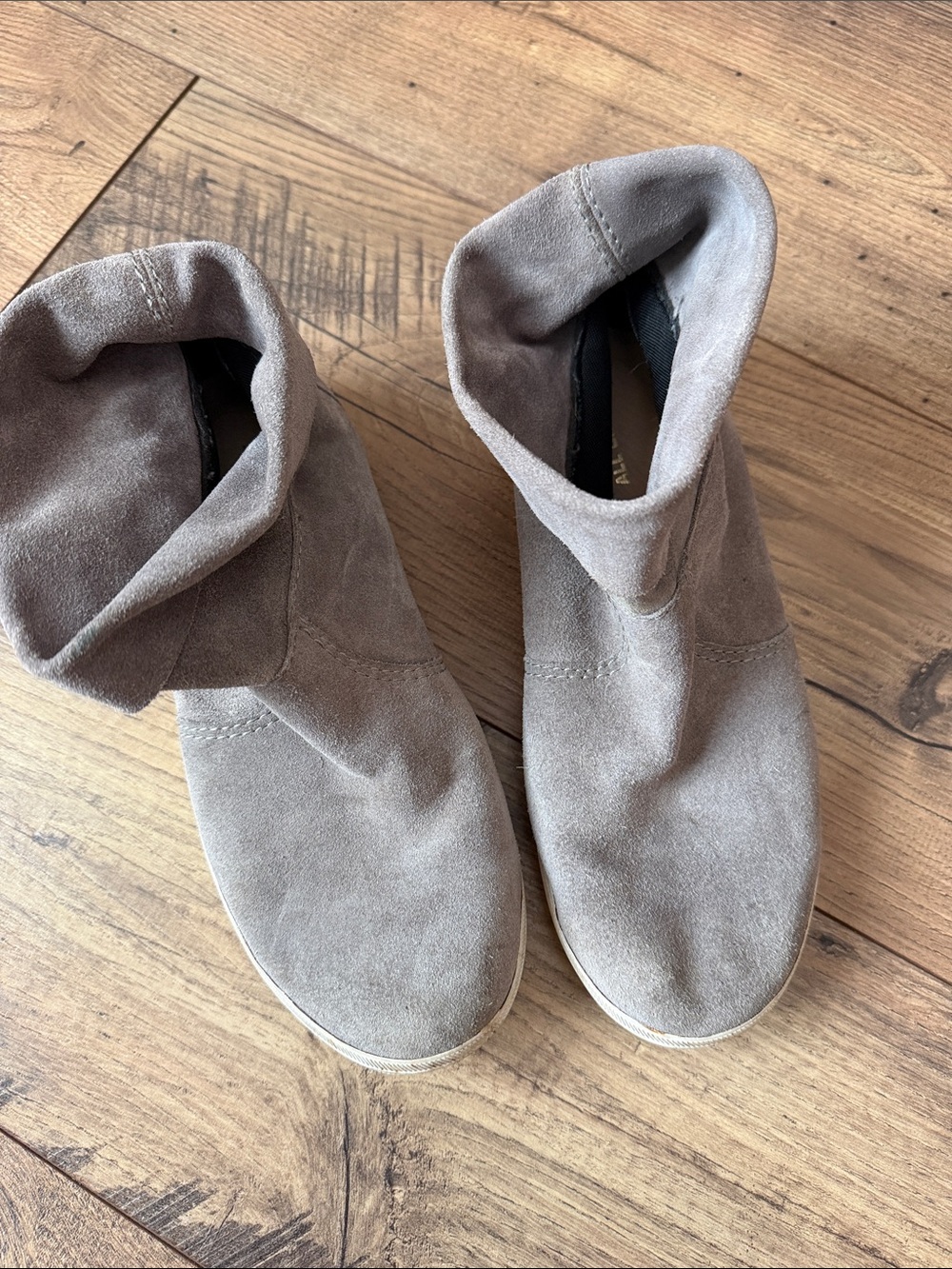 Authentic ALL BLACK Suede Fold-Over Ankle Boots
